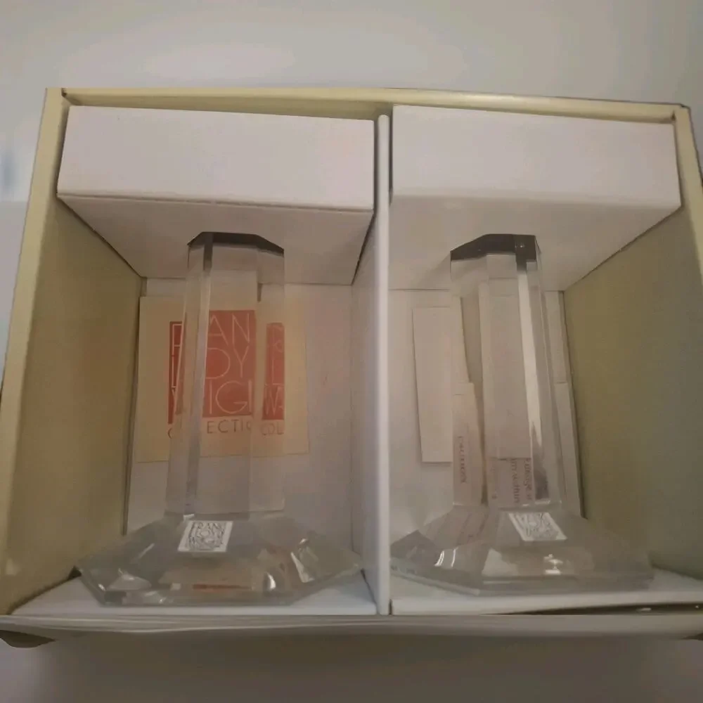 Two Crystal 6” Candle Holders Frank Lloyd Wright Miller Rogaska Read